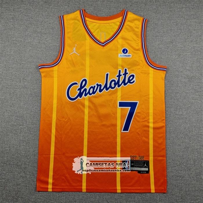 Camiseta Charlotte Hornets Kon Knueppel NO 7 Ciudad 2025-26 Naranja